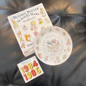 BEATRIX POTTER Nursery Ware by WEDGWOOD Birthday Plate Vintage 1985 Original Box